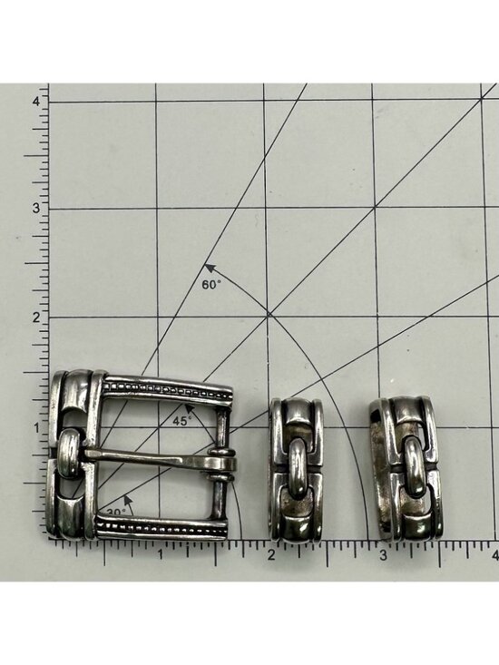 Jeff Deegan Designs Buckle Fits 1” Belt 3 Pieces Signed 925 Sterling Silver 69Gr main image 5